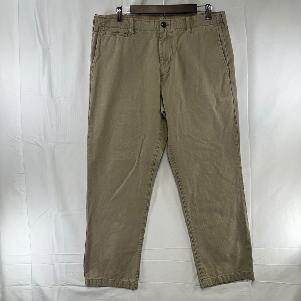 Gap Lived-In Straight Chino Academy Pants Mens 36x30 Khaki Tan Cotton Twill